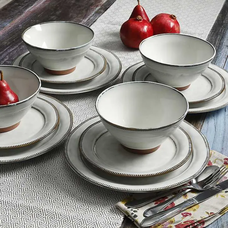 Dinnerware-Kirklands Home Eggshell Glazed Round 12-pc. Dinnerware Set