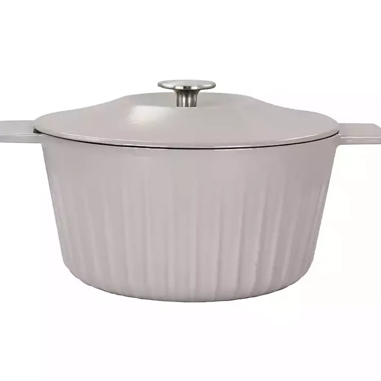 Bakeware & Cookware-Kirklands Home Martha Stewart Ribbed 5 Quart Dutch Oven Gray