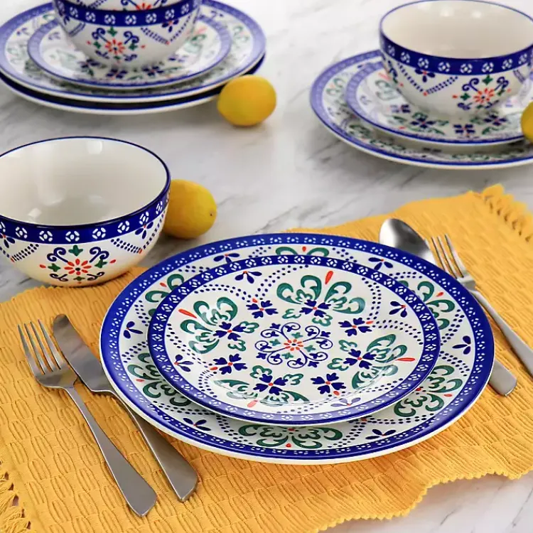Dinnerware-Kirklands Home Mosaic Glazed Round 12-pc. Dinnerware Set