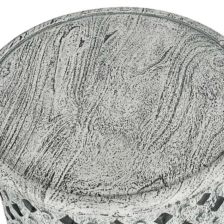 Accent & End Tables-Kirklands Home Round White Wood Lattice Accent Table