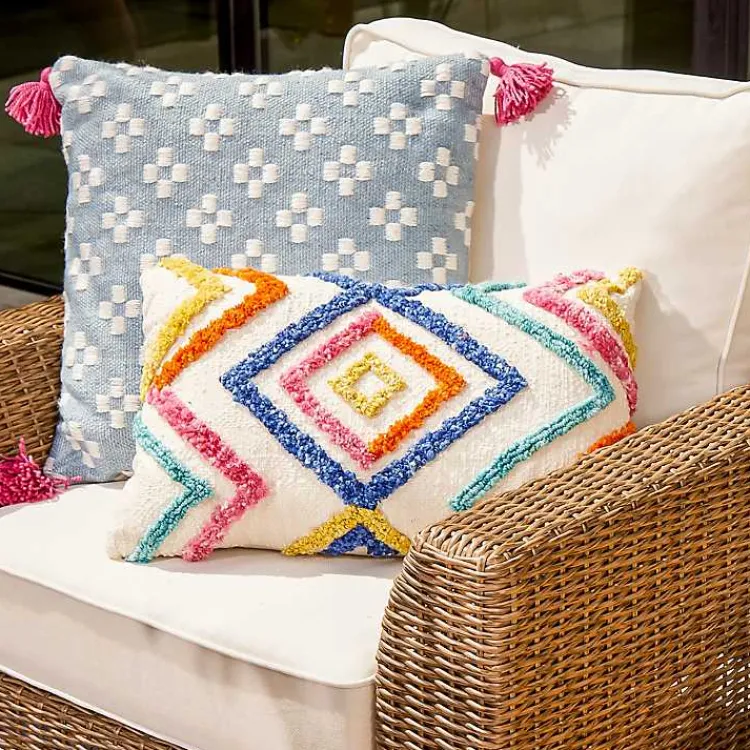 Outdoor Cushions & Pillows-Kirklands Home Colorful Tufted Diamond Outdoor Lumbar Pillow Multi