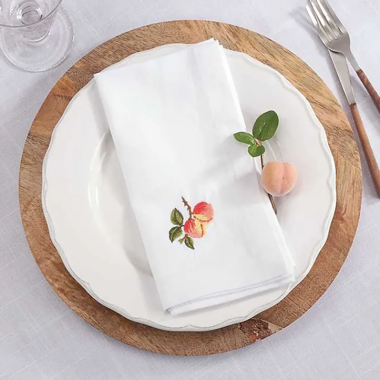 Table Linens-Kirklands Home Peach Embroidered 4-pc. Napkin Set