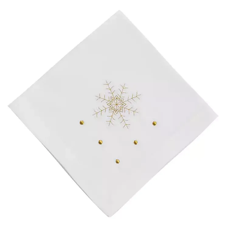 Table Linens-Kirklands Home Christmas Snowflake Embroidered 4-pc. Napkin Set White