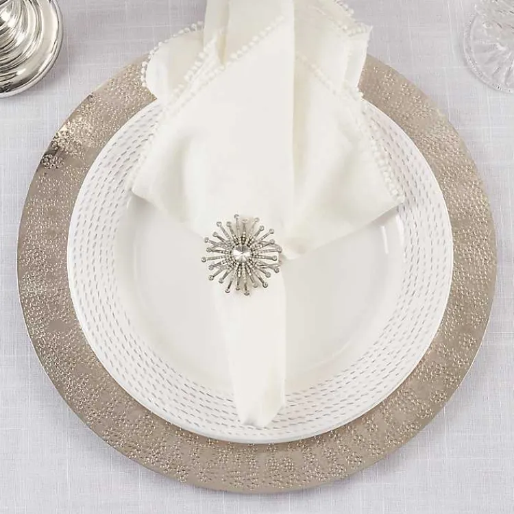 Table Linens-Kirklands Home Glitter Starburst 4-pc. Napkin Ring Set Silver