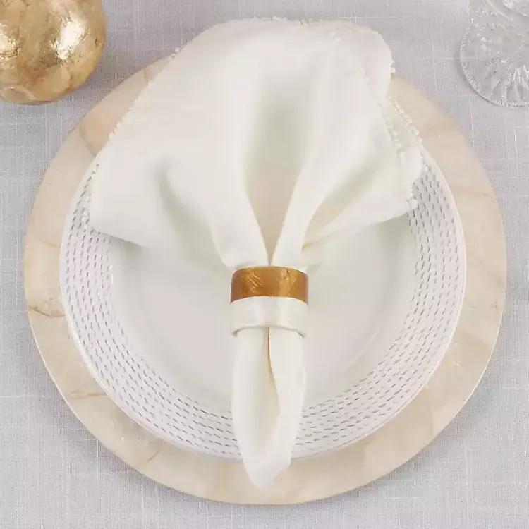 Table Linens-Kirklands Home Marble and Wood Two Tone 4-pc. Napkin Ring Set