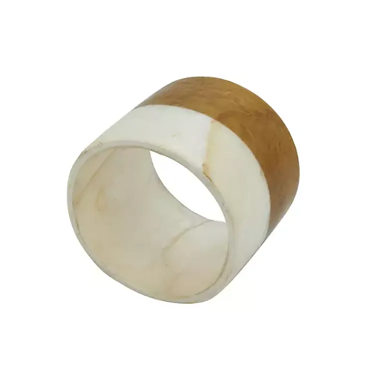 Table Linens-Kirklands Home Marble and Wood Two Tone 4-pc. Napkin Ring Set