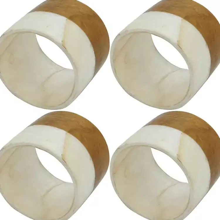 Table Linens-Kirklands Home Marble and Wood Two Tone 4-pc. Napkin Ring Set