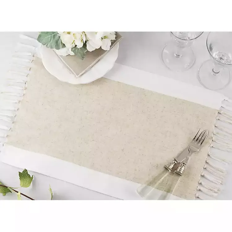 Table Linens-Kirklands Home Tan Fringed Two Tone 4-pc. Placemat Set