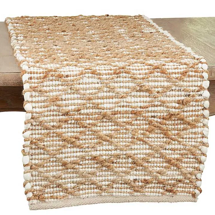 Table Linens-Kirklands Home Cream and Tan Woven Diamond Table Runner