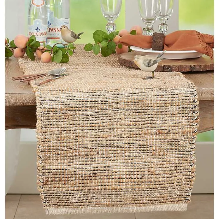 Table Linens-Kirklands Home Natural Woven Table Runner Tan