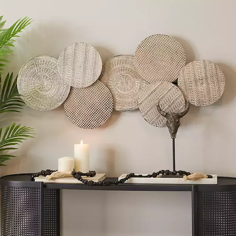 Wall Plaques-Kirklands Home Silvery Rivers Layered Disks Wall Plaque