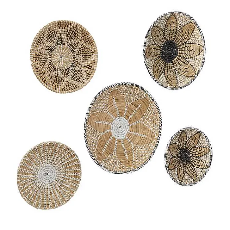 Wall Plaques-Kirklands Home Tan Bohemian Seagrass 5-pc. Wall Plaque Set