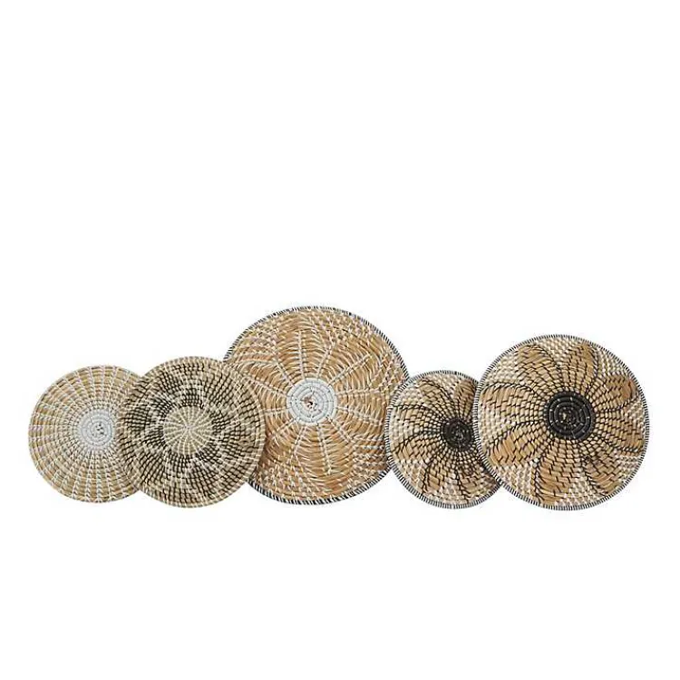 Wall Plaques-Kirklands Home Tan Bohemian Seagrass 5-pc. Wall Plaque Set