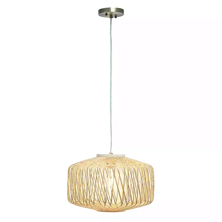 Chandeliers & Pendant Lighting-Kirklands Home Natural Rat Geometric Pendant Light Tan