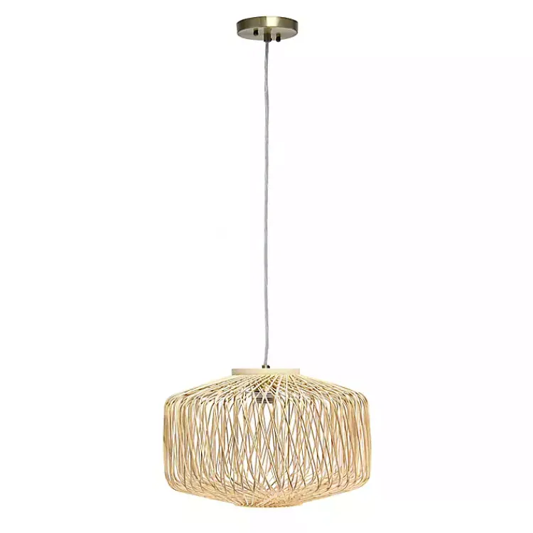 Chandeliers & Pendant Lighting-Kirklands Home Natural Rat Geometric Pendant Light Tan