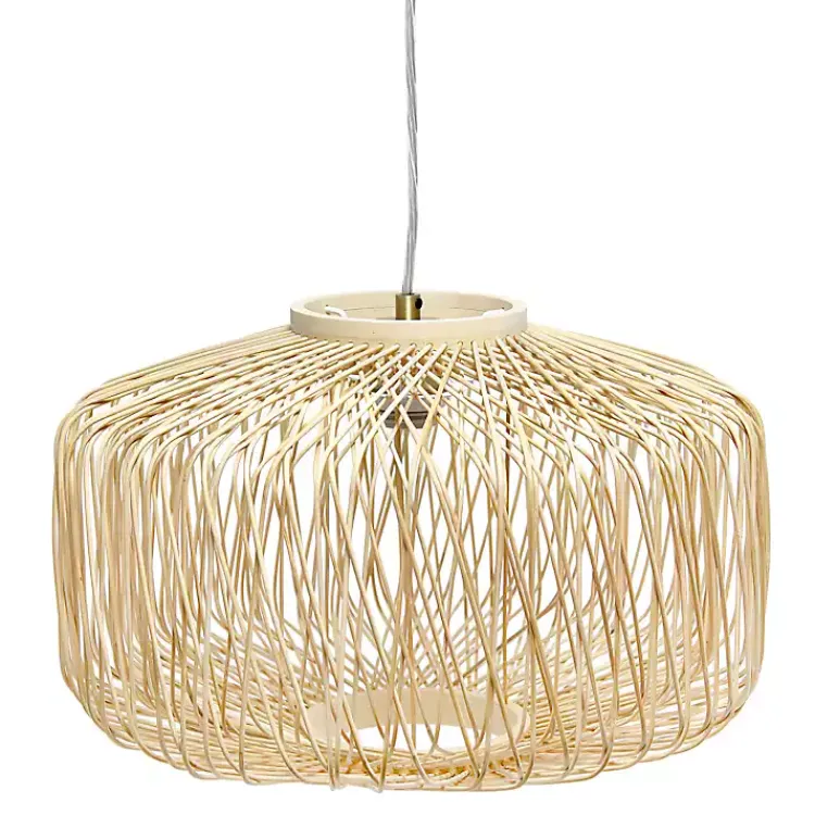 Chandeliers & Pendant Lighting-Kirklands Home Natural Rat Geometric Pendant Light Tan