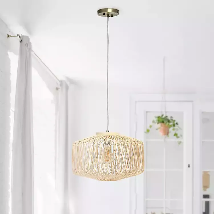 Chandeliers & Pendant Lighting-Kirklands Home Natural Rat Geometric Pendant Light Tan