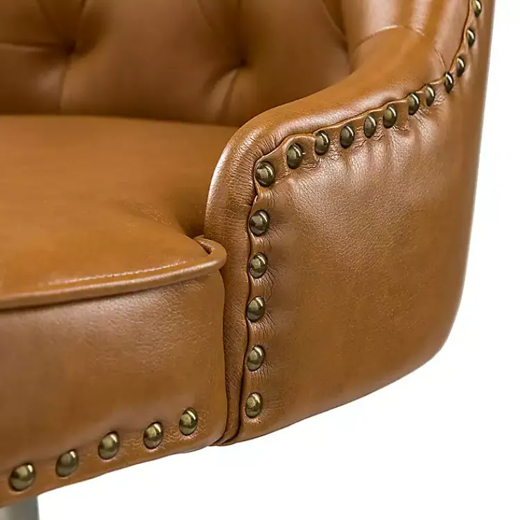 Office Furniture-Kirklands Home Faux Leather Tufted Back Office Chair Brown