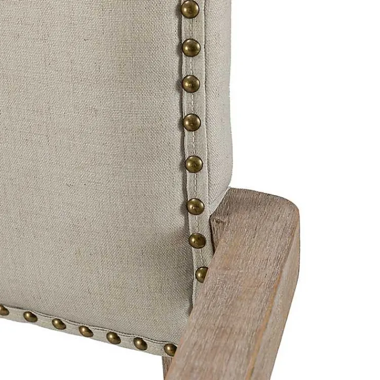 Office Furniture-Kirklands Home Ivory and Blue Stripe Natural Wood Office Chair