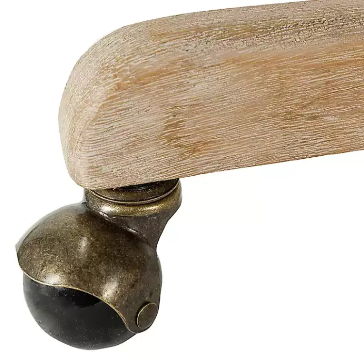 Office Furniture-Kirklands Home Ivory and Blue Stripe Natural Wood Office Chair