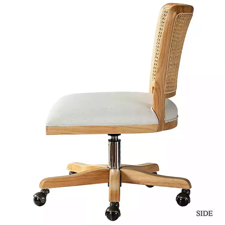 Office Furniture-Kirklands Home Natural Cane Back Linen Office Chair