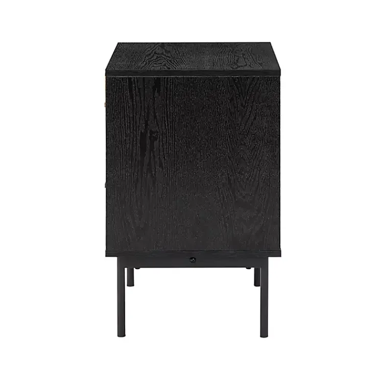 Nightstands-Kirklands Home Black and Natural Wood 2-Drawer Nightstand