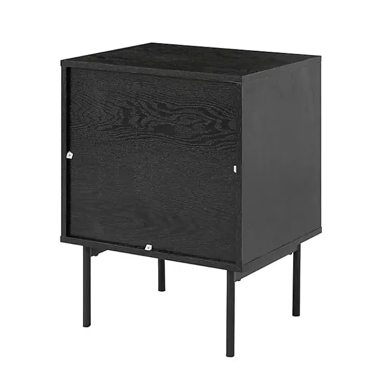Nightstands-Kirklands Home Black and Natural Wood 2-Drawer Nightstand