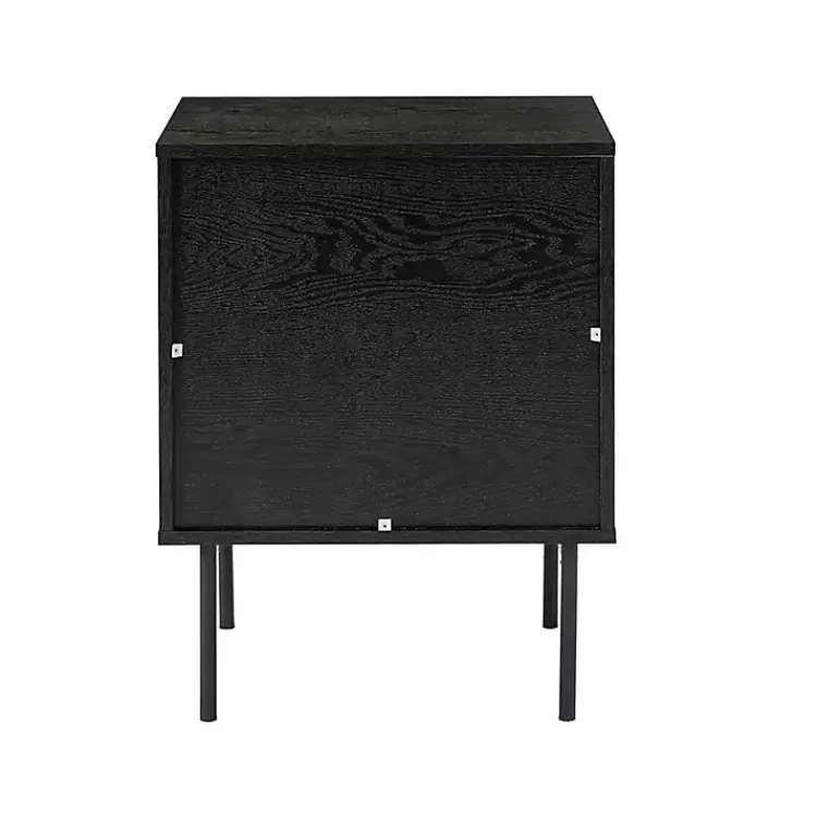 Nightstands-Kirklands Home Black and Natural Wood 2-Drawer Nightstand