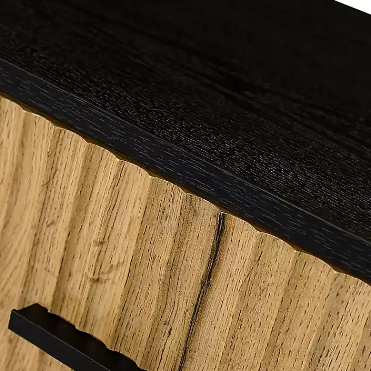 Nightstands-Kirklands Home Black and Natural Wood 2-Drawer Nightstand