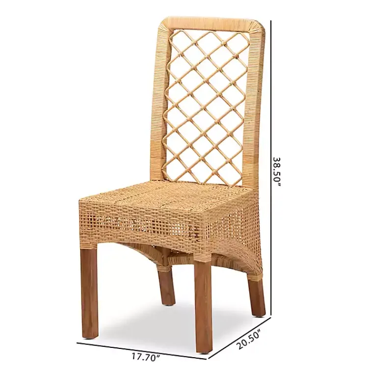 Dining Chairs-Kirklands Home Natural Rat Woven Back Dining Chairs, Set of 2 Tan