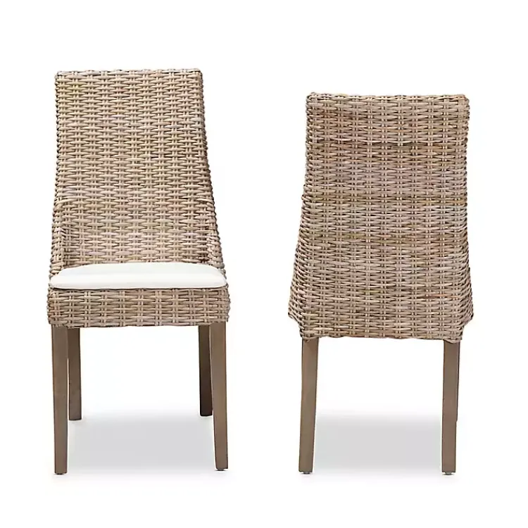 Dining Chairs-Kirklands Home Natural Rattan High Back Dining Chairs, Set of 2 Brown