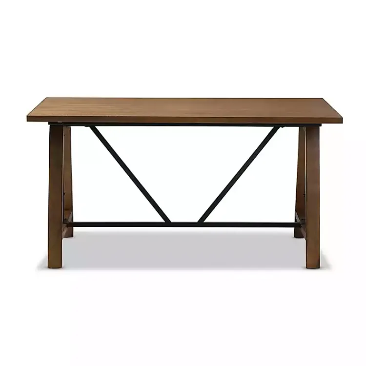 Office Furniture-Kirklands Home Brown Wood and Metal Linear Base Desk