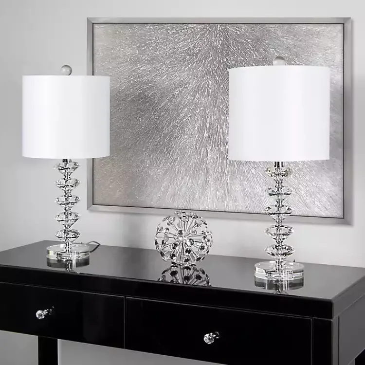 Table Lamps-Kirklands Home Clear Crystal Spindle Table Lamps, Set of 2 White