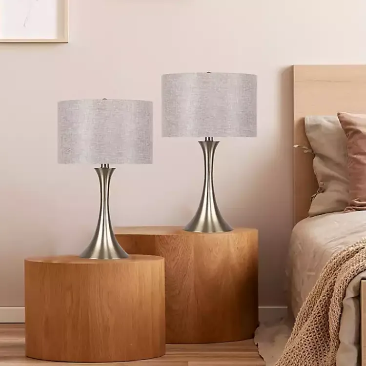 Table Lamps-Kirklands Home Gold and Tapered Table Lamps, Set of 2 Gray