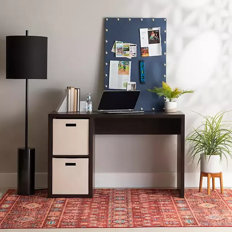 Office Furniture-Kirklands Home Espresso Cube Storage Wood Desk