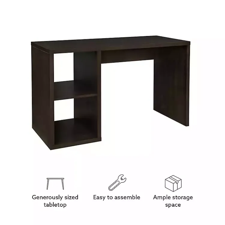 Office Furniture-Kirklands Home Espresso Cube Storage Wood Desk