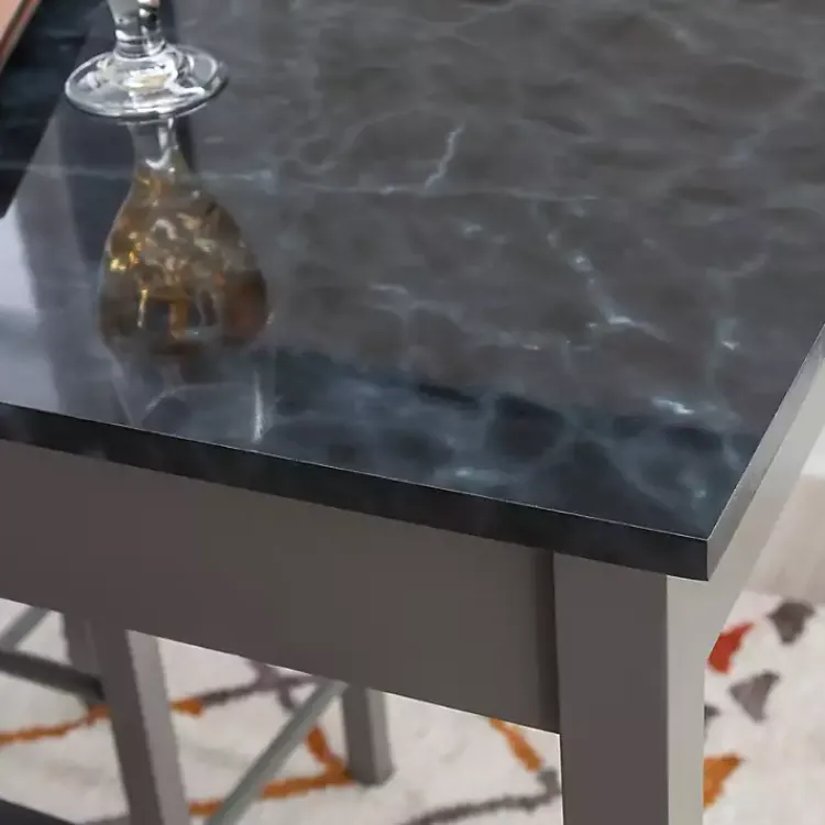 Dining Sets-Kirklands Home Gray and Black 3-pc. Stool and Table Set