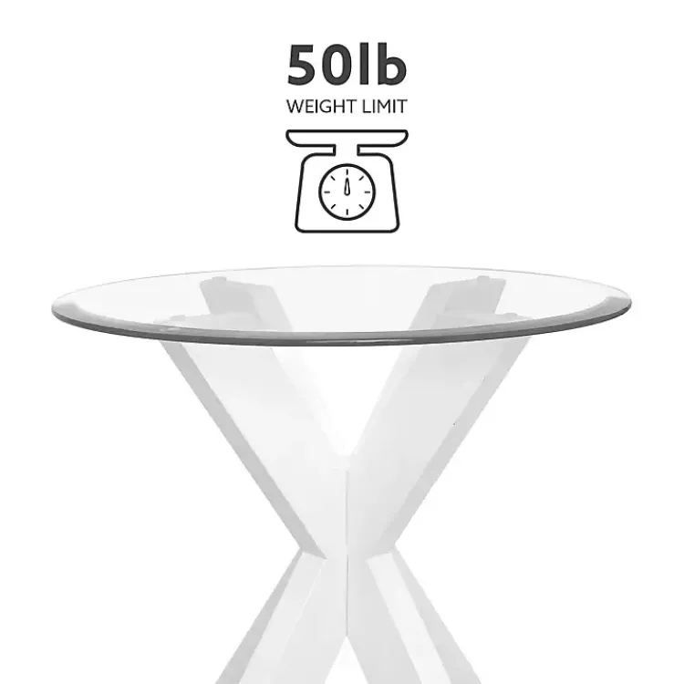 Accent & End Tables-Kirklands Home Wood and Glass Top X-Base Accent Table White