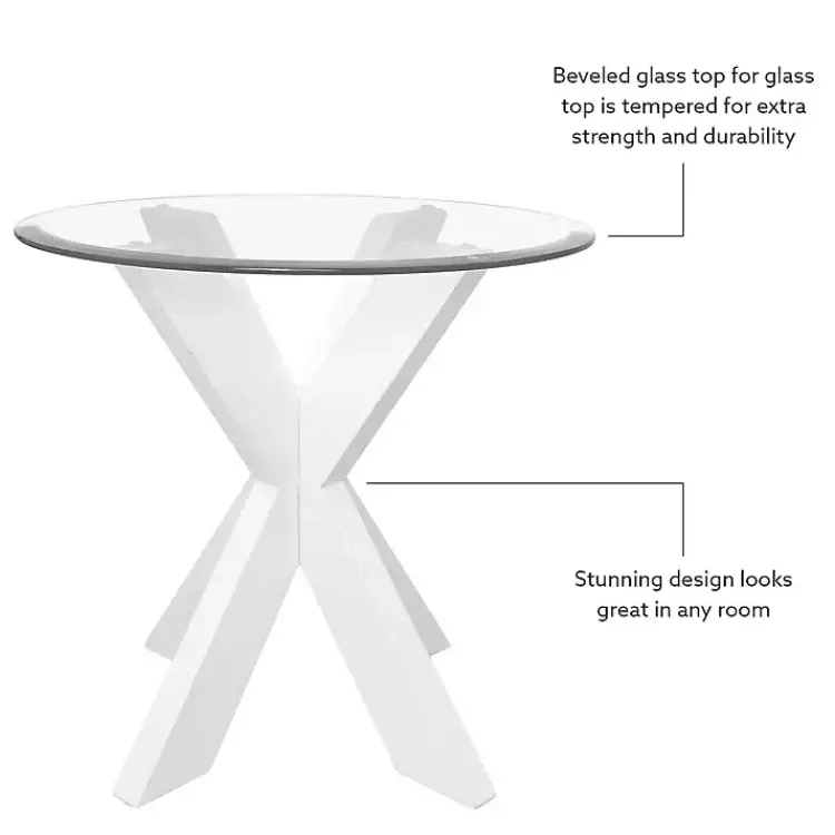 Accent & End Tables-Kirklands Home Wood and Glass Top X-Base Accent Table White