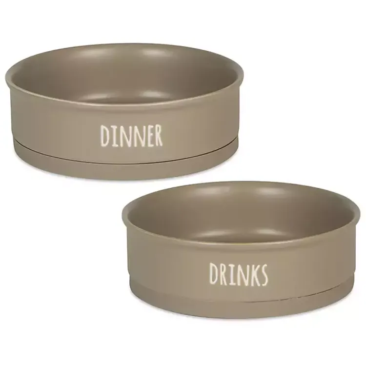 Pet Dishes & Canisters-Kirklands Home Stone Dinner & Drinks 2-pc. Pet Bowl Set, 8 in. Tan