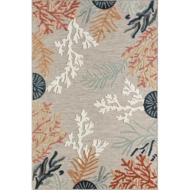 Outdoor Rugs-Kirklands Home Beige Coral Reef Area Rug, 5x7 Tan