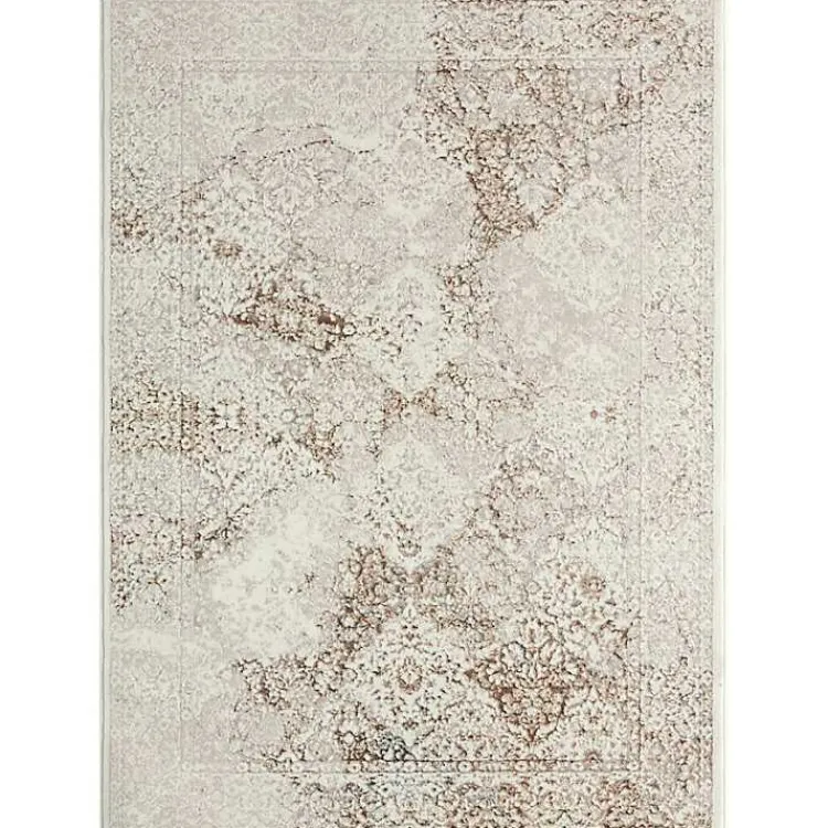 Area Rugs-Kirklands Home Beige Faded Damask Area Rug, 5x7 Tan