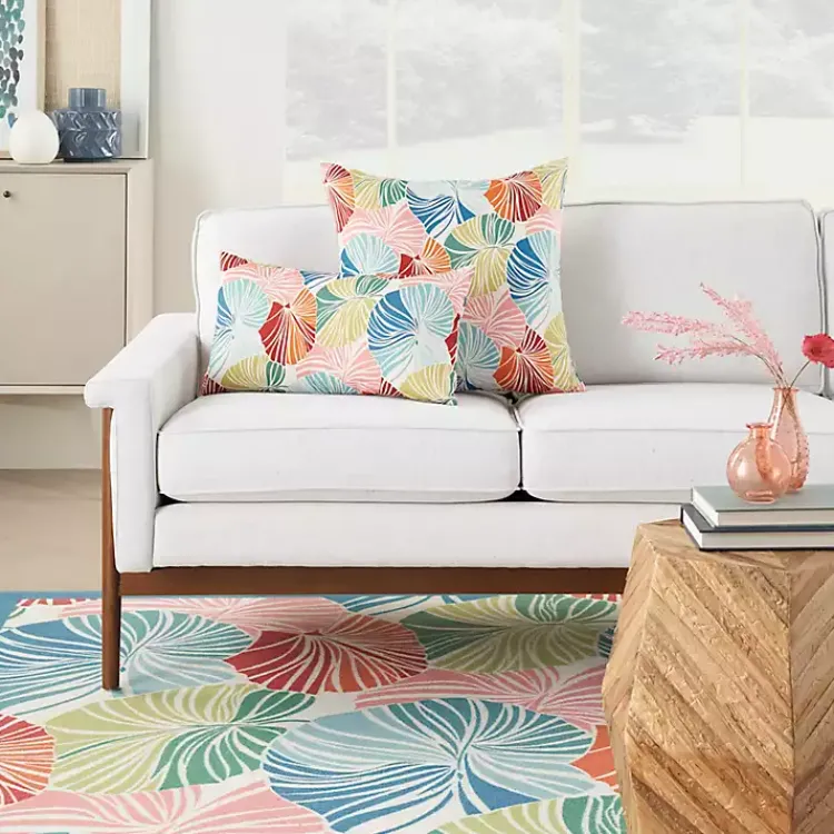 Outdoor Cushions & Pillows-Kirklands Home Rainbow Leaves Outdoor Square Throw Pillow Multi