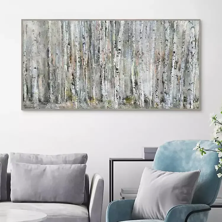 Canvas Art-Kirklands Home Whispering Birch Framed Canvas Art Print Gray