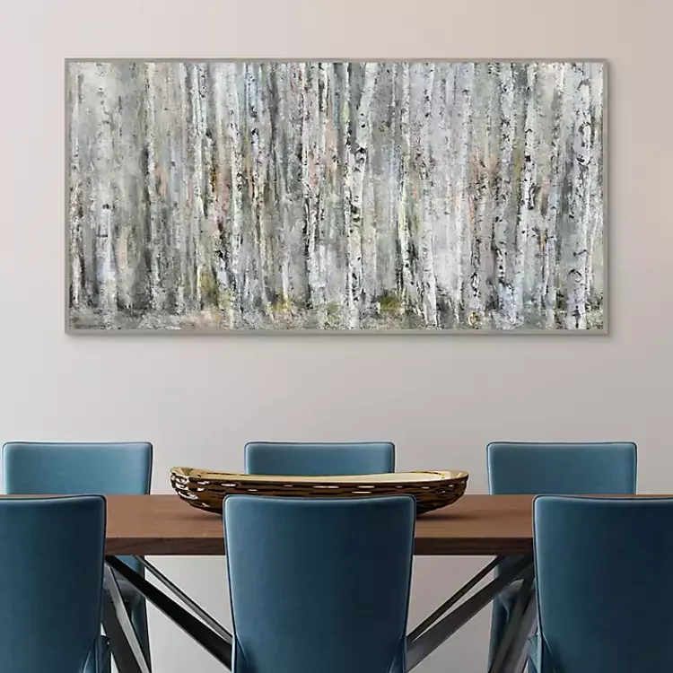 Canvas Art-Kirklands Home Whispering Birch Framed Canvas Art Print Gray