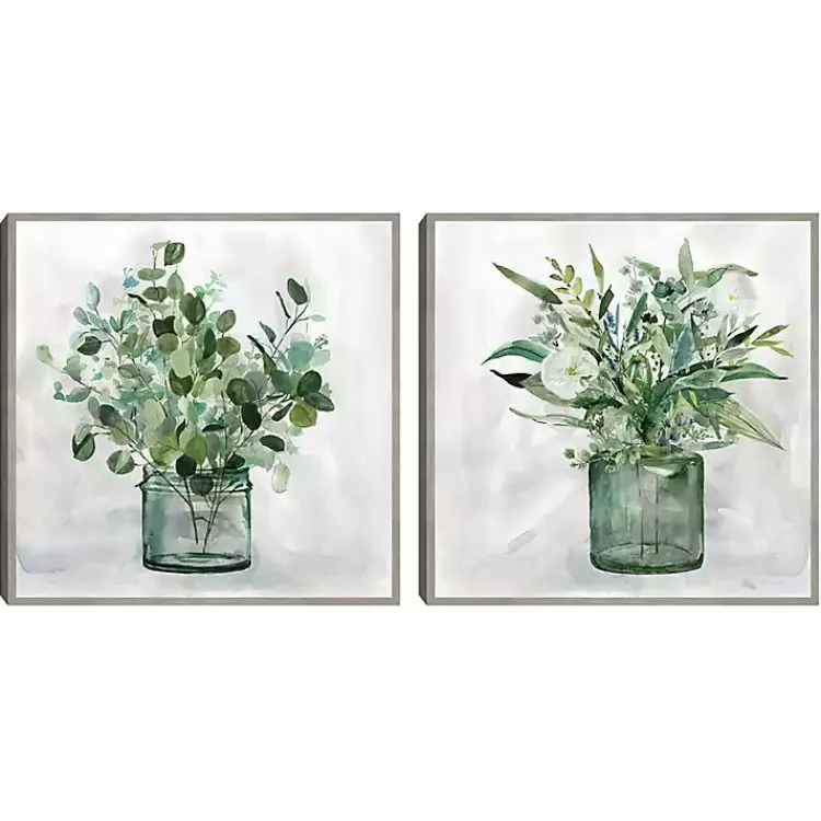 Canvas Art-Kirklands Home Green Garden 2-pc. Framed Canvas Art Print Set Gray