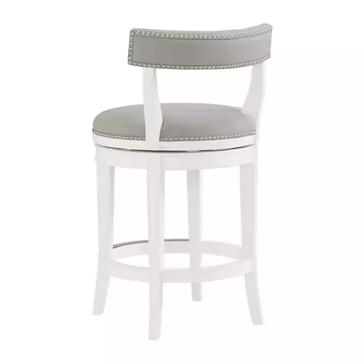 Bar Stools & Counter Height Stools-Kirklands Home White and Faux Leather Swivel Counter Stool Gray