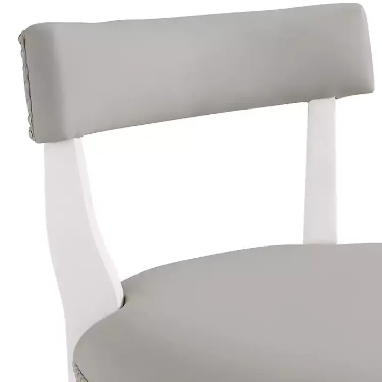 Bar Stools & Counter Height Stools-Kirklands Home White and Faux Leather Swivel Counter Stool Gray