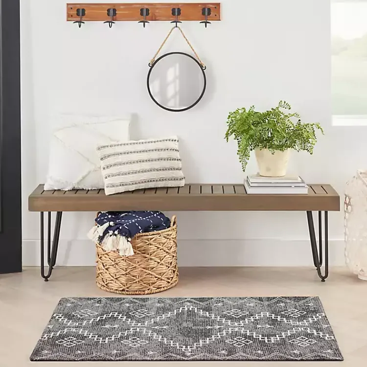 Accent Rugs-Kirklands Home Gray Distressed Geo Markings Accent Rug, 2x3