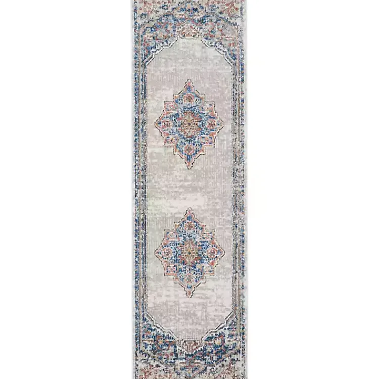 Area Rugs-Kirklands Home Ivory Antique Diamond Medallion Runner, 2x7